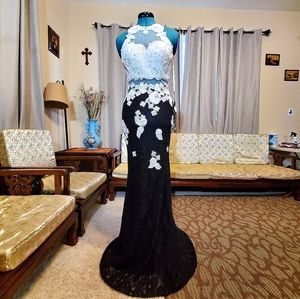 NWT Cinderella Divine Black & White Evening Gown